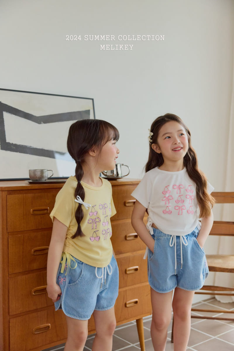 Melikey - Korean Children Fashion - #designkidswear - Ribbon Denim Shorts - 7