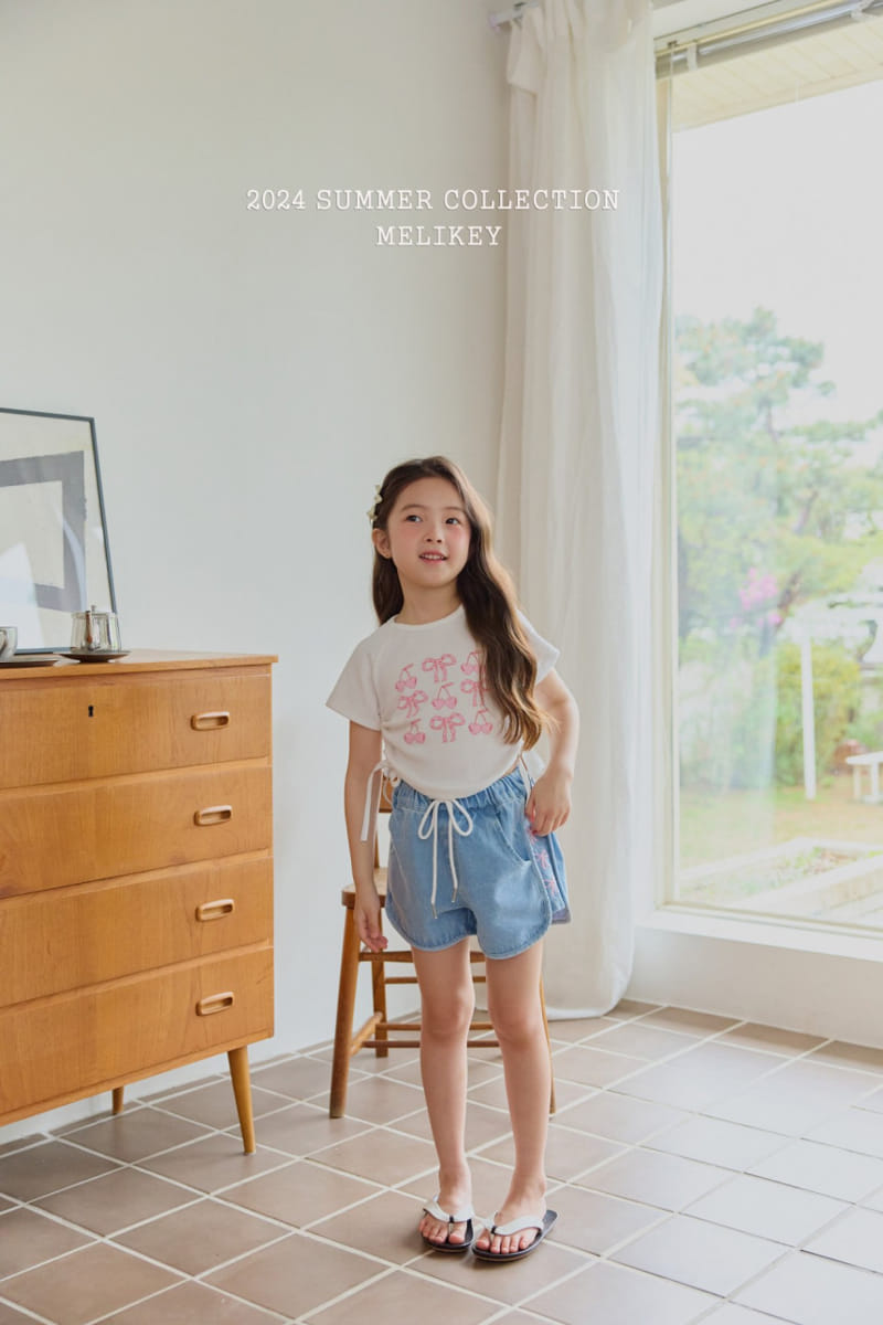 Melikey - Korean Children Fashion - #fashionkids - Ribbon Denim Shorts - 9