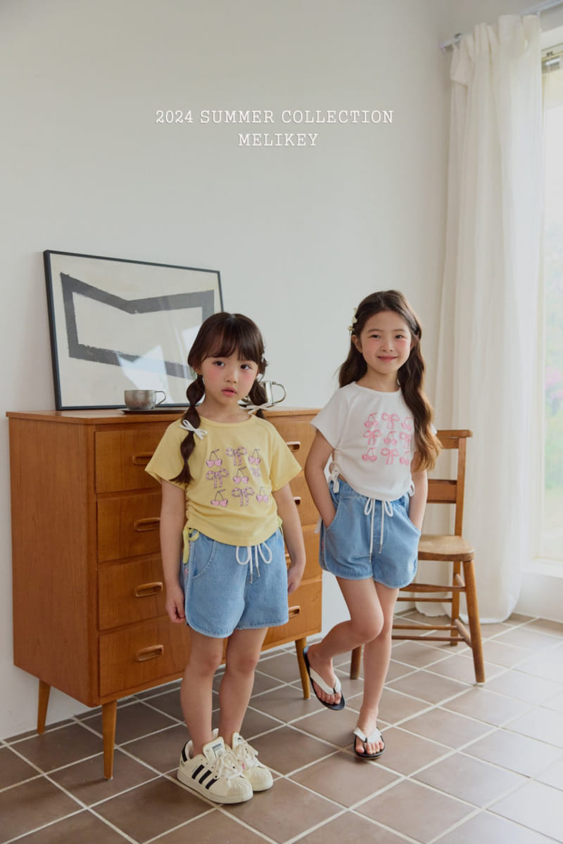 Melikey - Korean Children Fashion - #kidsshorts - Cherry Ribbon Tee - 6