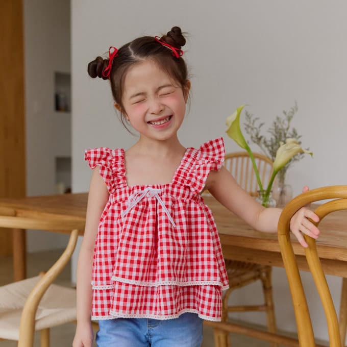 Melikey - Korean Children Fashion - #littlefashionista - Check Kan Kan Blouse