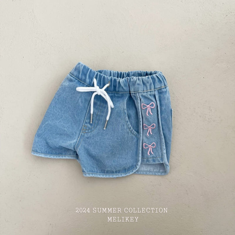 Melikey - Korean Children Fashion - #todddlerfashion - Ribbon Denim Shorts - 2