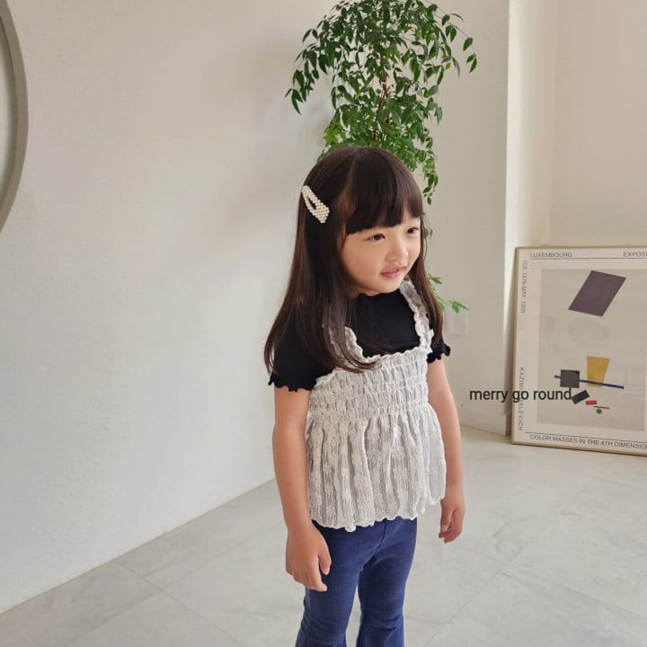 Merry Go Round - Korean Children Fashion - #todddlerfashion - Lace Sleeveless Tee - 3