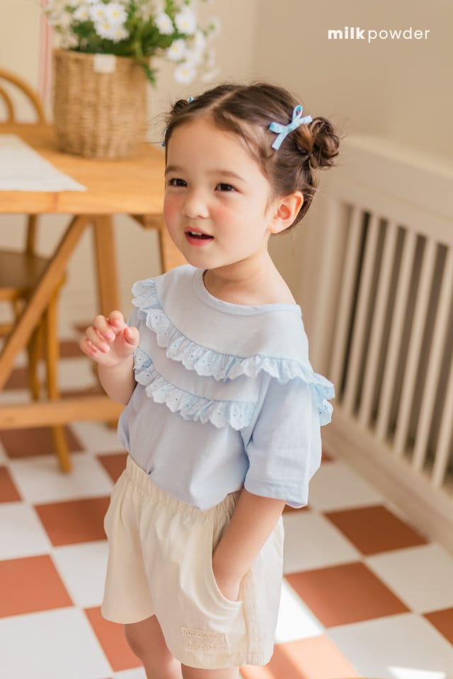 Milk Powder - Korean Children Fashion - #kidsshorts - Frill Tee