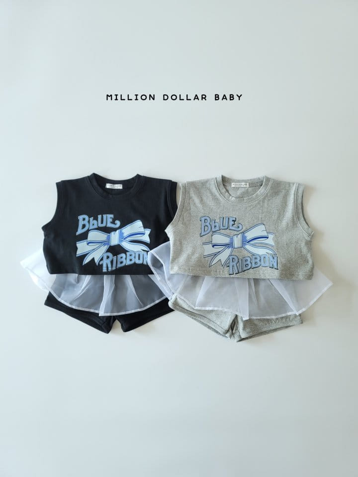 Million Dollar Baby - Korean Children Fashion - #Kfashion4kids - Blue Ribbon Top Bottom Set