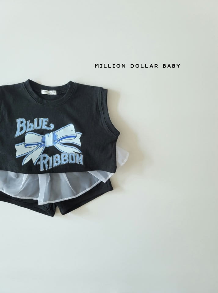 Million Dollar Baby - Korean Children Fashion - #childofig - Blue Ribbon Top Bottom Set - 9