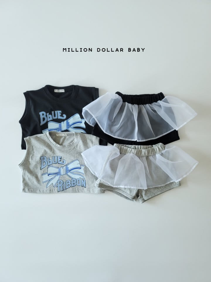 Million Dollar Baby - Korean Children Fashion - #childrensboutique - Blue Ribbon Top Bottom Set - 10