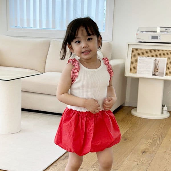 Mini mellow - Korean Children Fashion - #designkidswear - Check Rib Sleeveless Tee