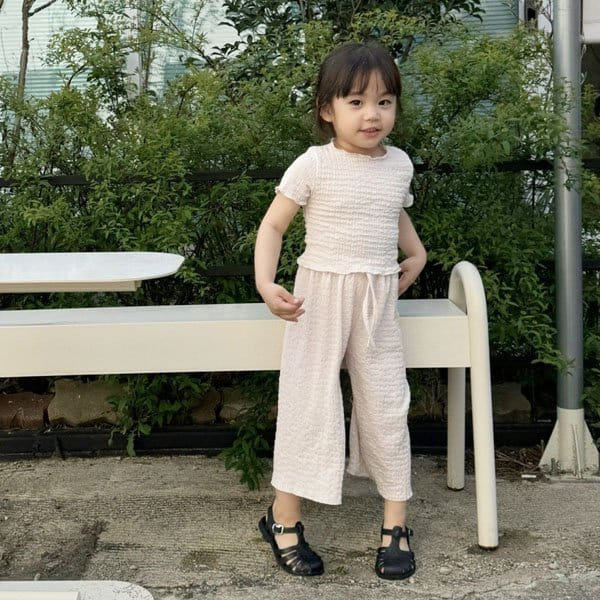 Mini mellow - Korean Children Fashion - #toddlerclothing - Cool Terry Pleats Top Bottom Set