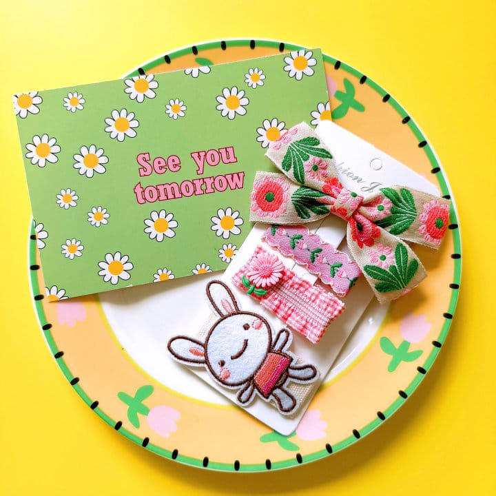 Mins - Korean Children Fashion - #kidzfashiontrend - Pink Rabbit Hair Pin Set