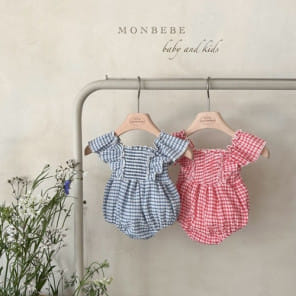 Monbebe - Korean Baby Fashion - #babywear - French Check Body Suit