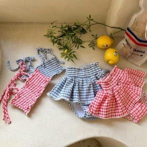 Monbebe - Korean Children Fashion - #childrensboutique - French Check Bikini