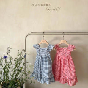 Monbebe - Korean Children Fashion - #designkidswear - French Check One-Piece