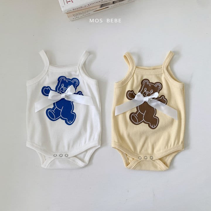 Mos Bebe - Korean Baby Fashion - #babygirlfashion - Ribbon Bear Body Suit