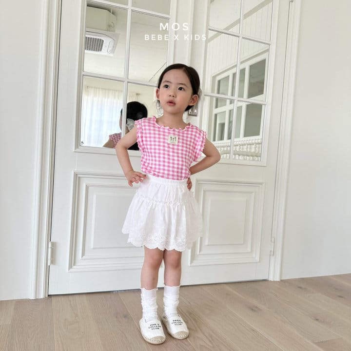 Mos Bebe - Korean Children Fashion - #minifashionista - Flower Check Sleeveless Tee - 2