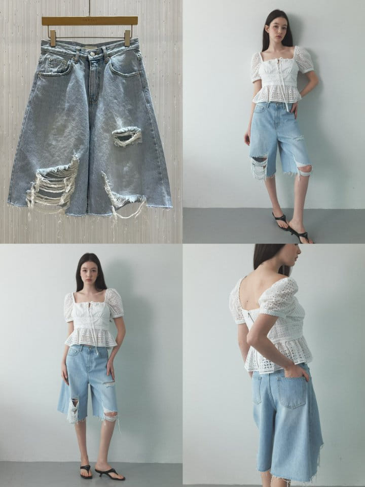Neroli36 - Korean Women Fashion - #momslook - Vintage Denim Half Pants - 3
