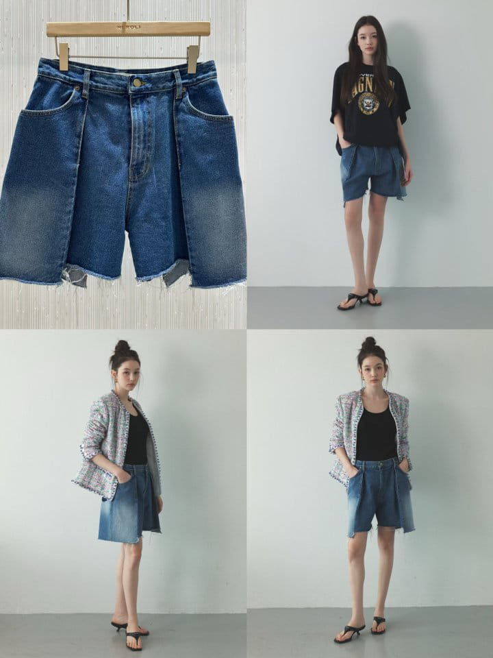 Neroli36 - Korean Women Fashion - #vintagekidsstyle - Reform Denim Shorts - 3