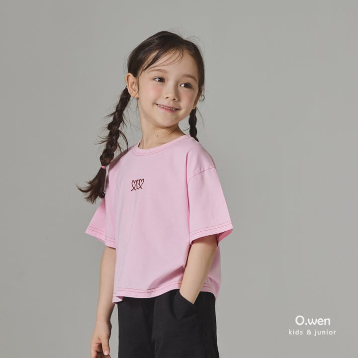 O Wen - Korean Children Fashion - #designkidswear - Heart Semi Crop Tee