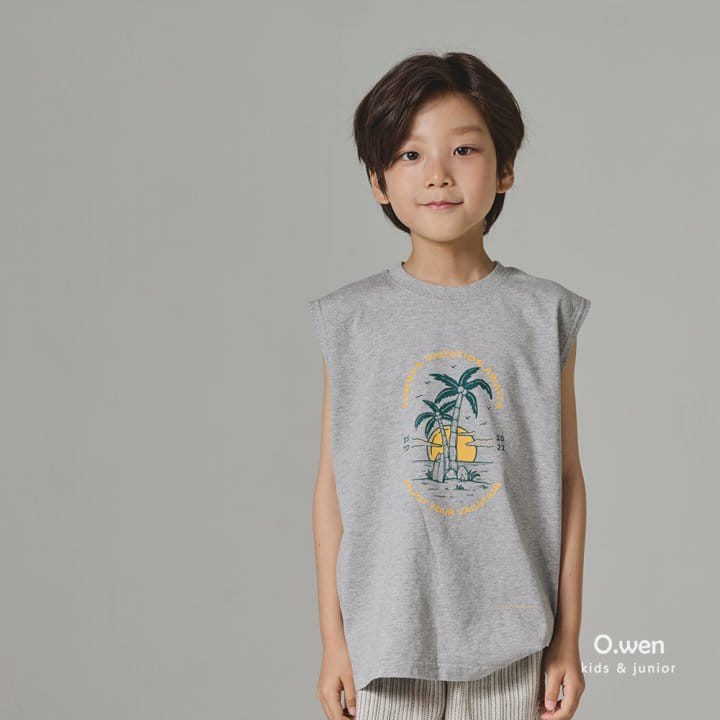 O Wen - Korean Children Fashion - #kidsshorts - Palm Sleeveless Tee - 3