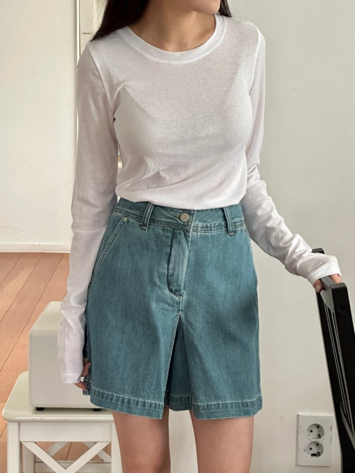 Ohao - Korean Women Fashion - #vintageinspired - Denim Skirt Pants - 6