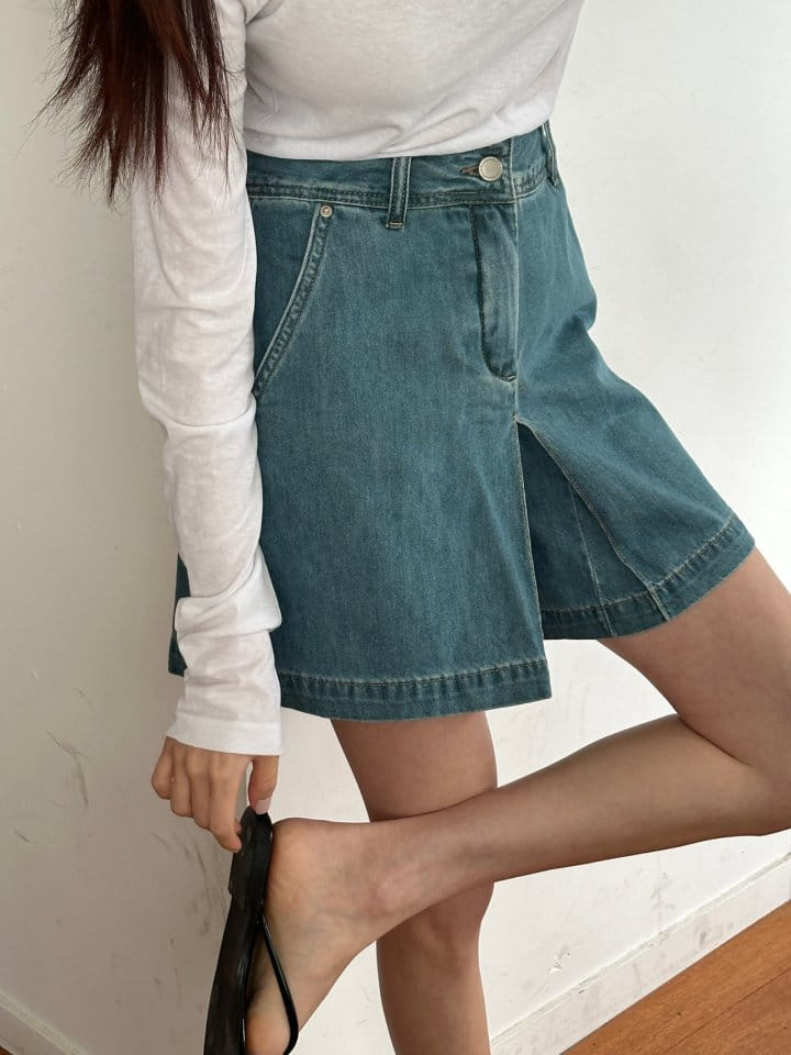 Ohao - Korean Women Fashion - #womensfashion - Denim Skirt Pants