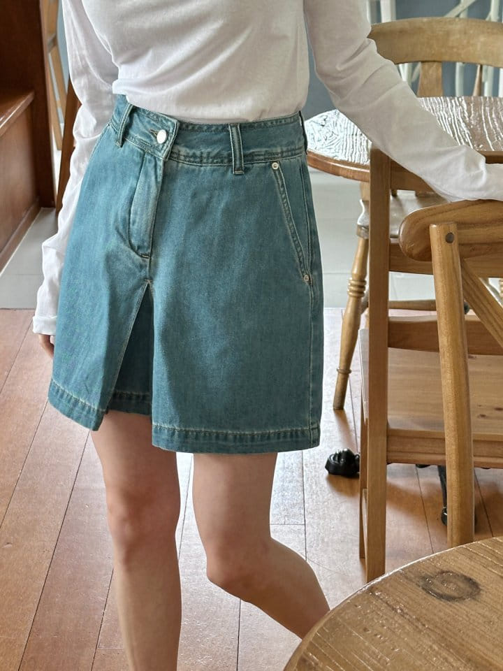 Ohao - Korean Women Fashion - #womensfashion - Denim Skirt Pants - 5