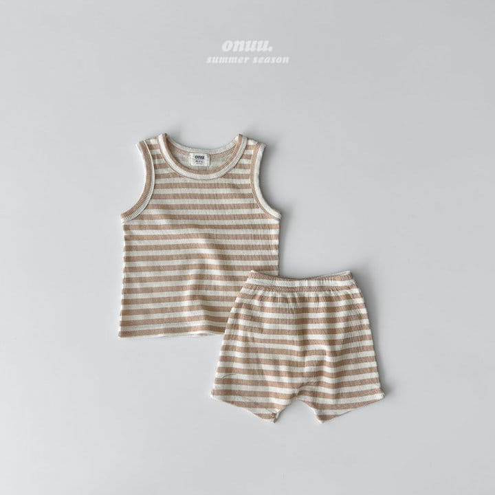 Onu - Korean Children Fashion - #Kfashion4kids - Waffle Long Sleeveless Top Bottom Set - 6