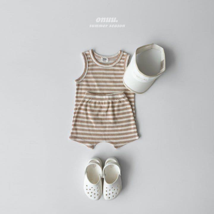 Onu - Korean Children Fashion - #minifashionista - Waffle Long Sleeveless Top Bottom Set - 9