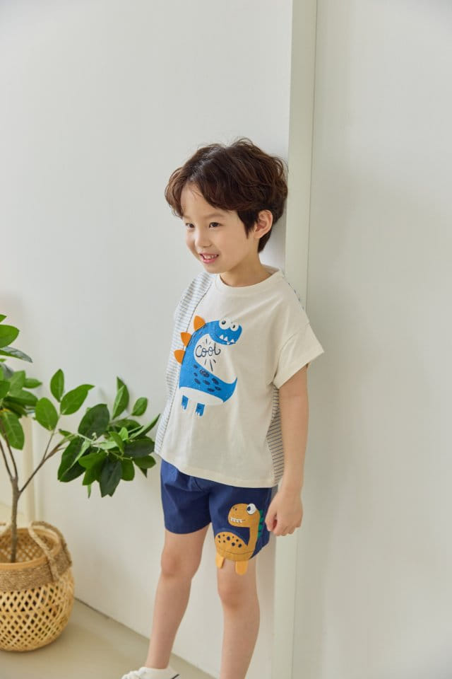 Orange Mom - Korean Children Fashion - #childofig - Slit Dinosaur Tee - 6