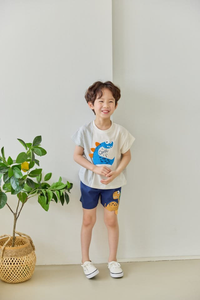 Orange Mom - Korean Children Fashion - #childrensboutique - Slit Dinosaur Tee - 7