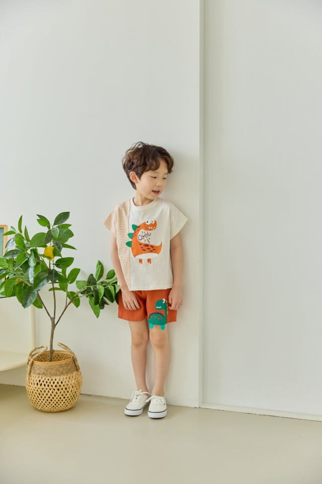 Orange Mom - Korean Children Fashion - #fashionkids - Slit Dinosaur Tee - 10