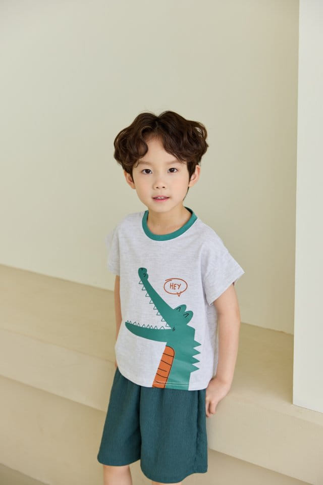 Orange Mom - Korean Children Fashion - #kidsshorts - Crocodile Tee - 6