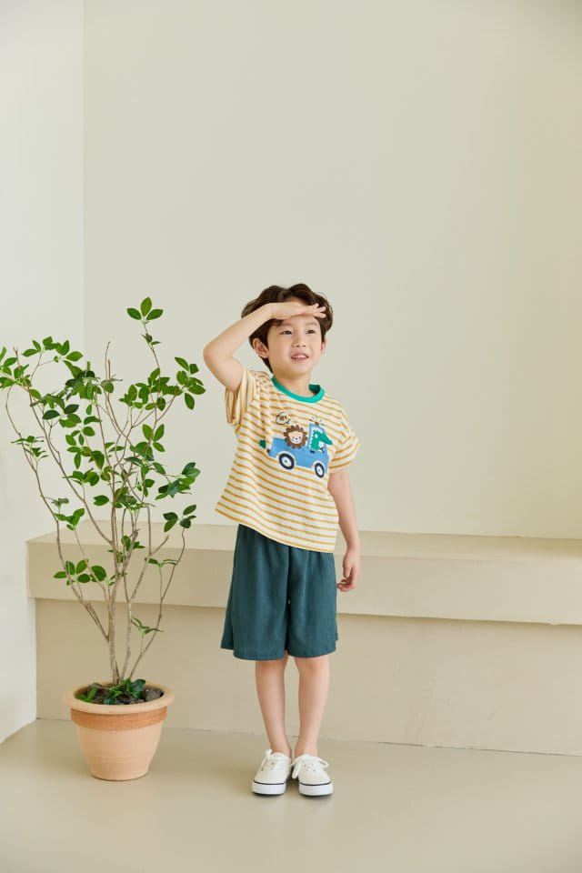 Orange Mom - Korean Children Fashion - #kidsshorts - Dinosaur Car Tee - 3