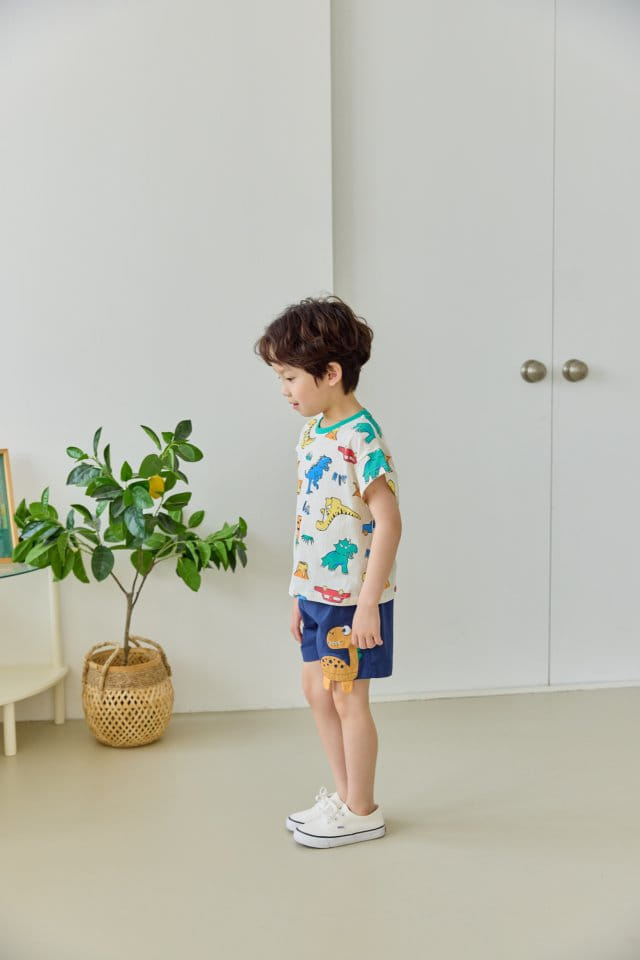 Orange Mom - Korean Children Fashion - #kidsstore - Solid Dinosaur Span Pants