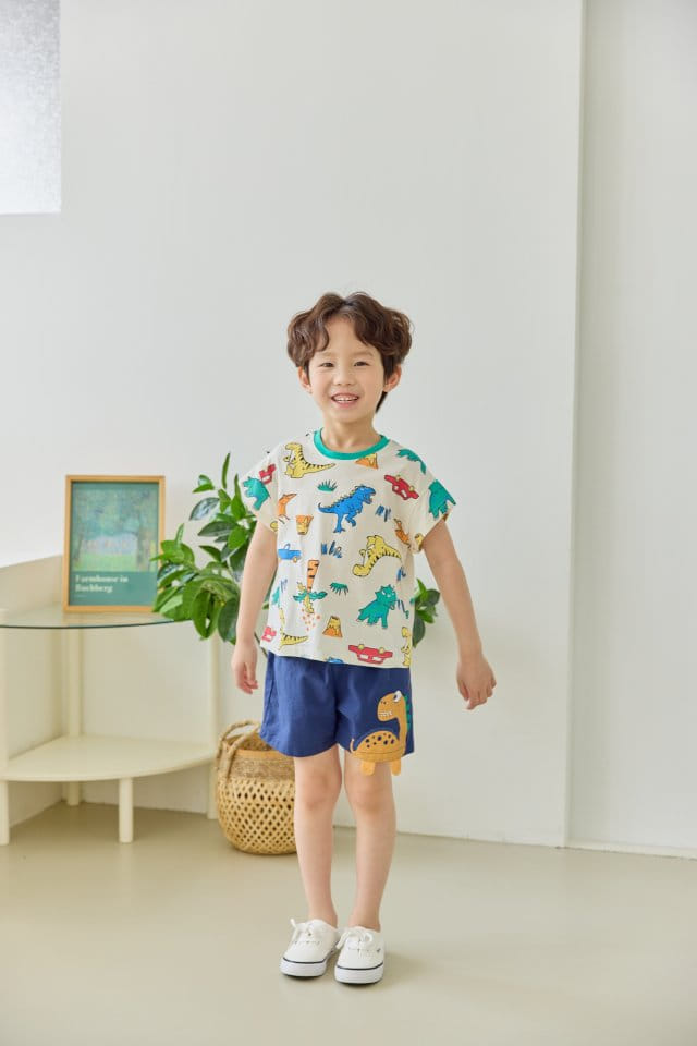 Orange Mom - Korean Children Fashion - #stylishchildhood - Car Dinosaur Tee - 6