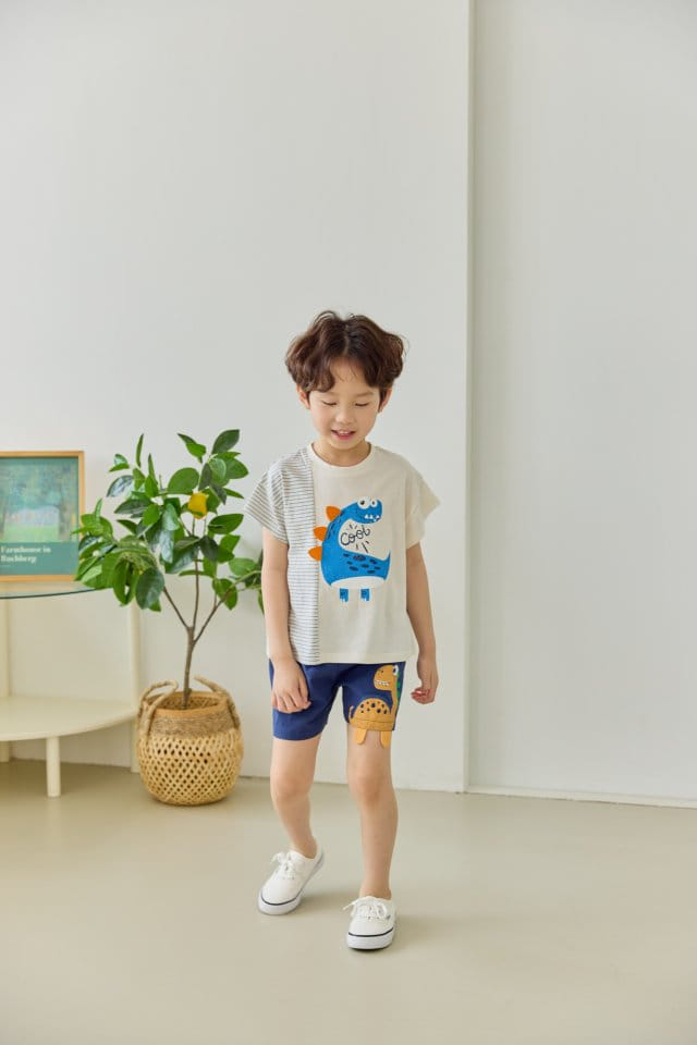 Orange Mom - Korean Children Fashion - #todddlerfashion - Slit Dinosaur Tee - 4