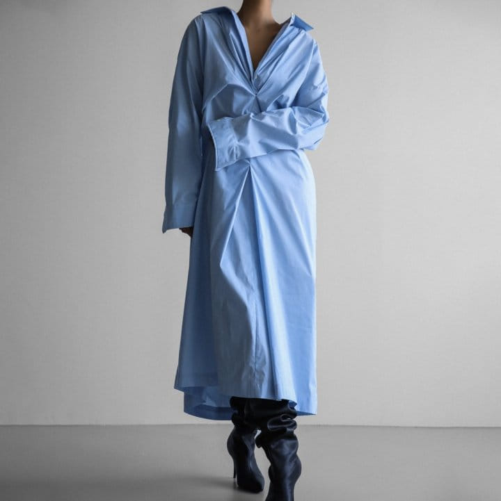 Paper Moon - Korean Women Fashion - #momslook - Front Gathered Oversized Shirt One-Piece