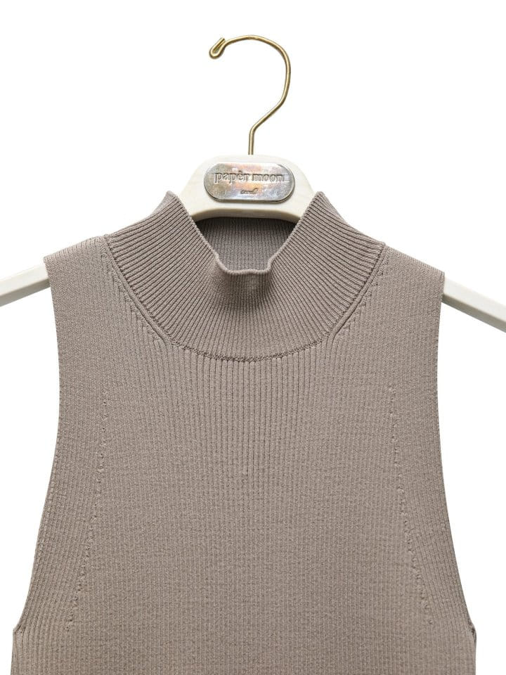 Paper Moon - Korean Women Fashion - #momslook - High Neck Ribbed Sleeveless Cropped Knit Top  - 10