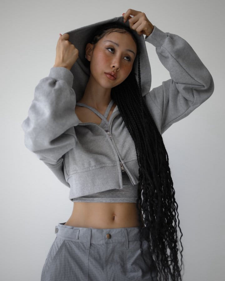 Paper Moon - Korean Women Fashion - #momslook - Stringless Cropped Two Way Full Zipped Up Hoodie  - 3