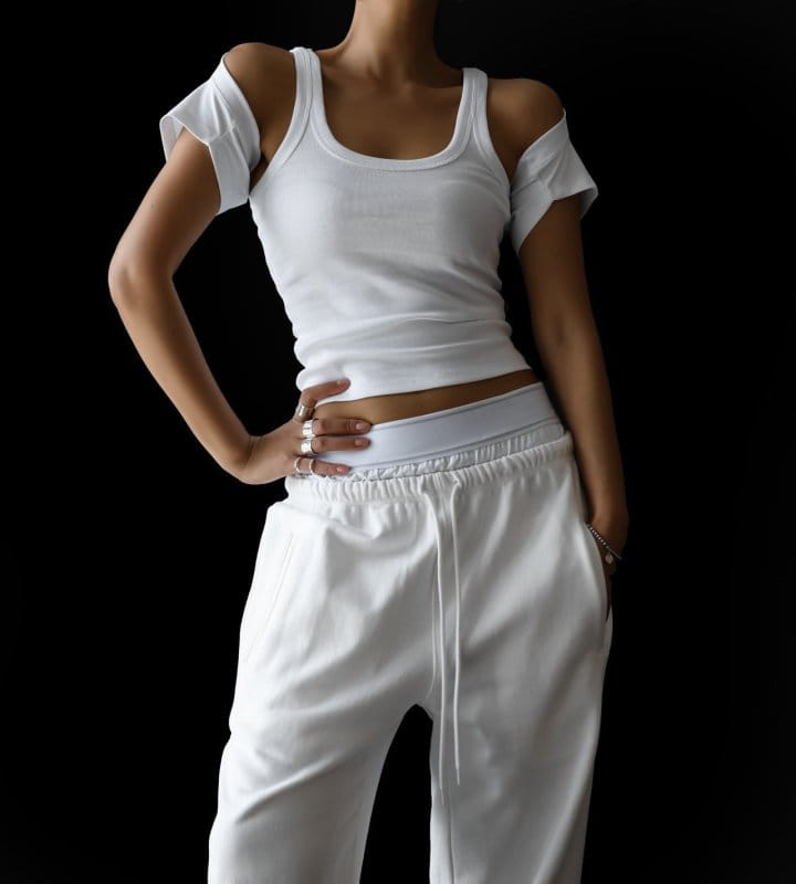 Paper Moon - Korean Women Fashion - #momslook - Under Wear Layered Detail Wide Sweat Pants - 10