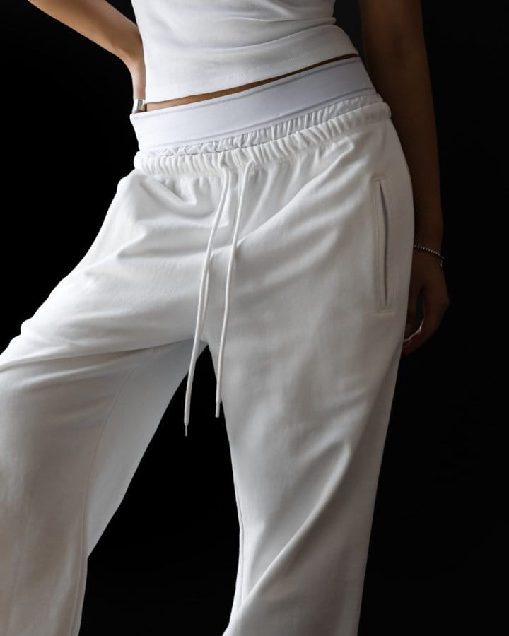 Paper Moon - Korean Women Fashion - #momslook - Under Wear Layered Detail Wide Sweat Pants - 6