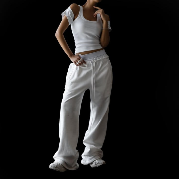 Paper Moon - Korean Women Fashion - #momslook - Under Wear Layered Detail Wide Sweat Pants - 8