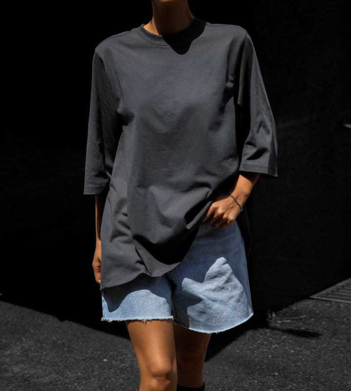 Paper Moon - Korean Women Fashion - #momslook - Oversized Fit Back Slit Derail Tee - 5