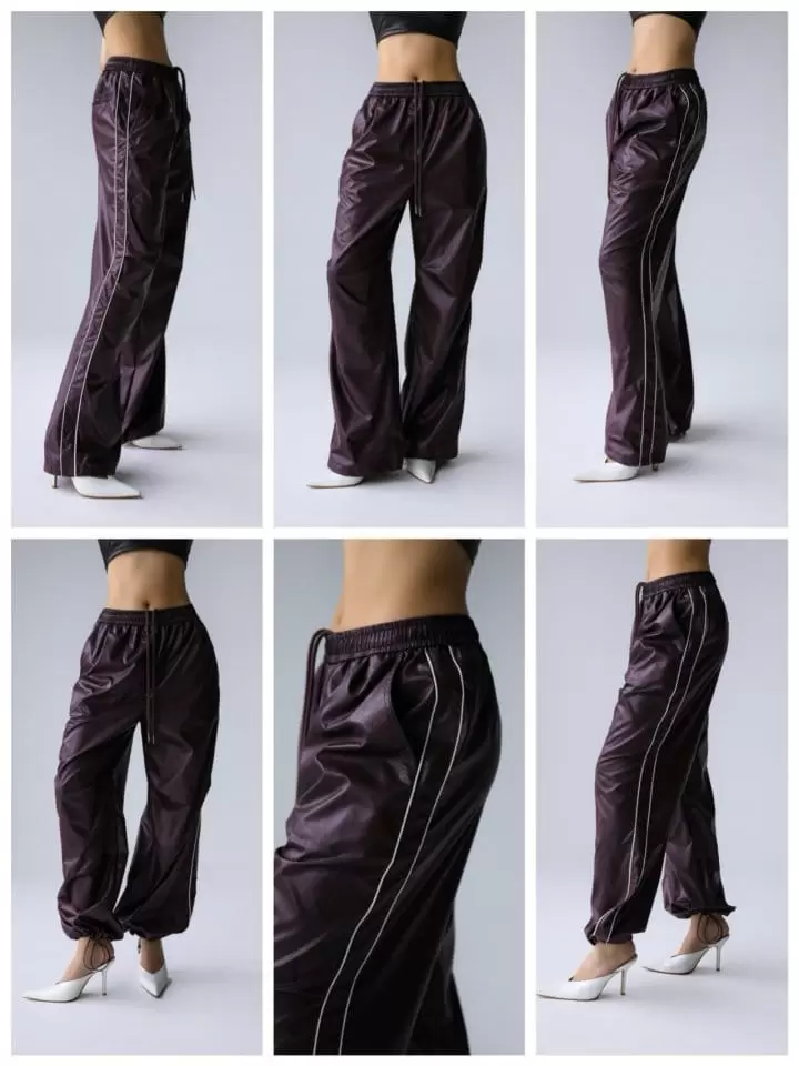 Paper Moon - Korean Women Fashion - #momslook - Soft Vegan L Trimmed Derail Banded Trousers - 5