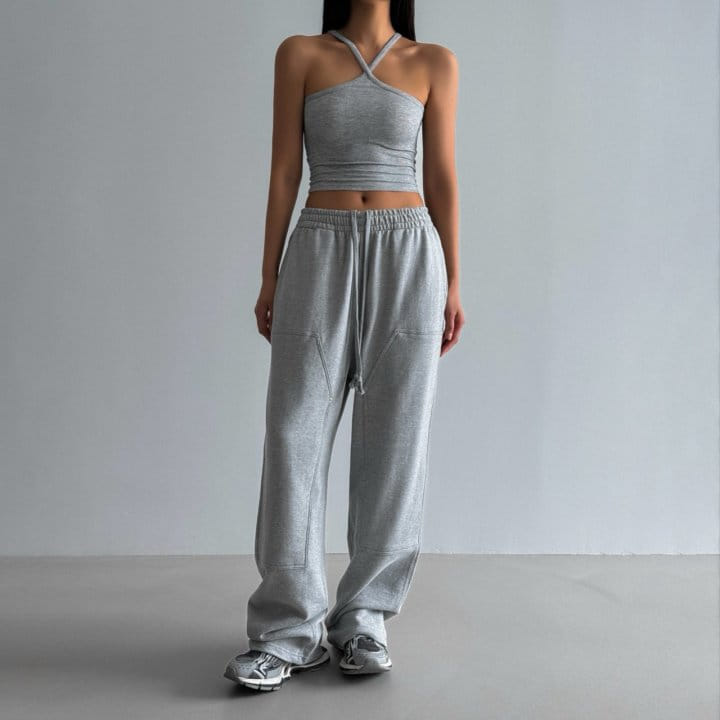 Paper Moon - Korean Women Fashion - #momslook - Rivet Point Detail Carpenter Sweat Trousers - 2