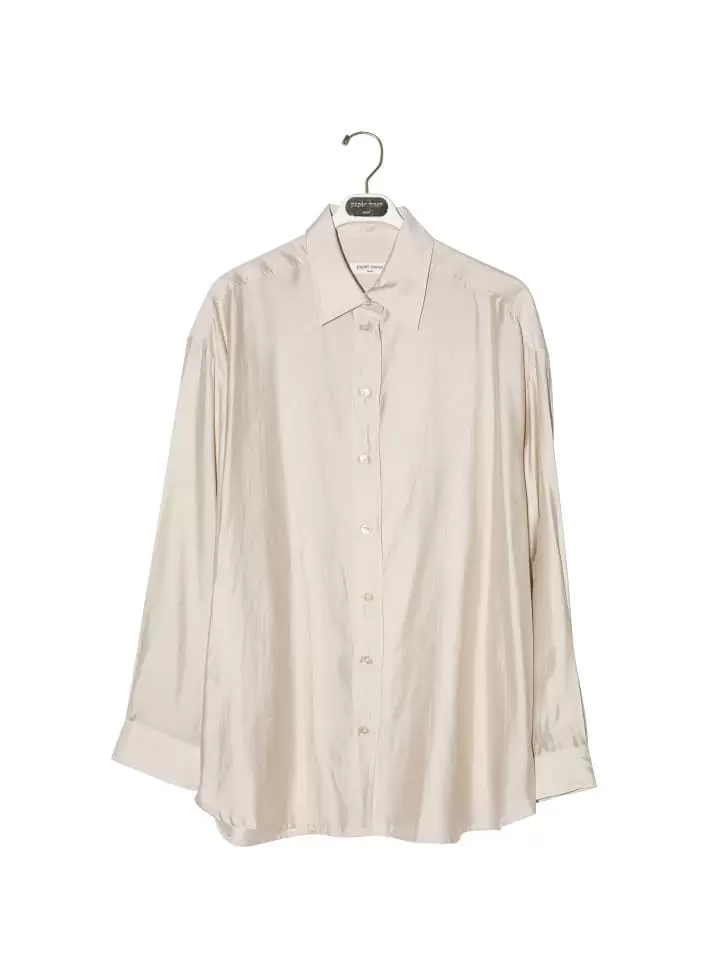 Paper Moon - Korean Women Fashion - #momslook - Sheer Silky Calssic Button Down Shirt - 11