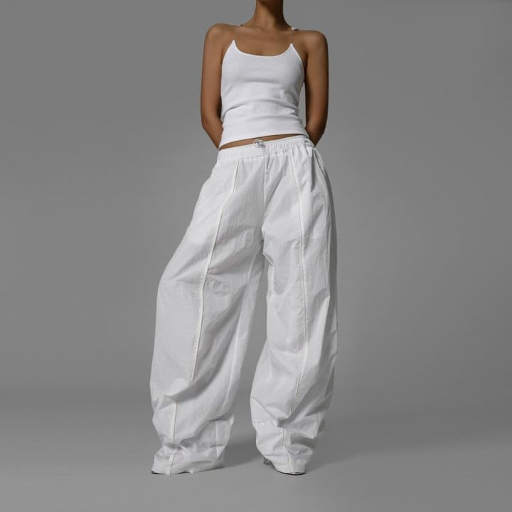 Paper Moon - Korean Women Fashion - #pursuepretty - Nylon Drawstring Wide Twist Pattern Trousers - 5