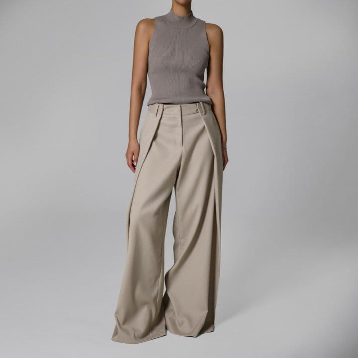 Paper Moon - Korean Women Fashion - #pursuepretty - Lux Squared Double Wrap Wide Detail Trousers - 3