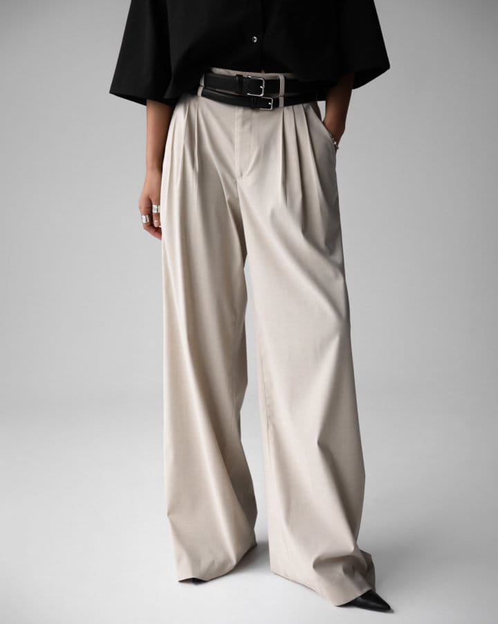 Paper Moon - Korean Women Fashion - #pursuepretty - Three Pin Tuck Detail Wide Trousers - 5