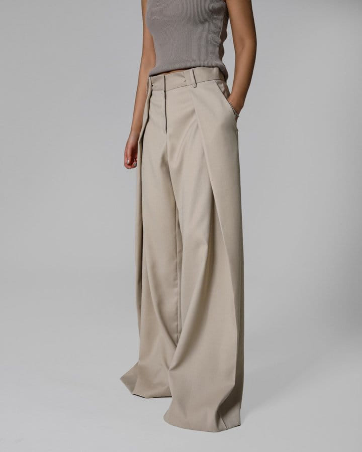 Paper Moon - Korean Women Fashion - #pursuepretty - Lux Squared Double Wrap Wide Detail Trousers - 4