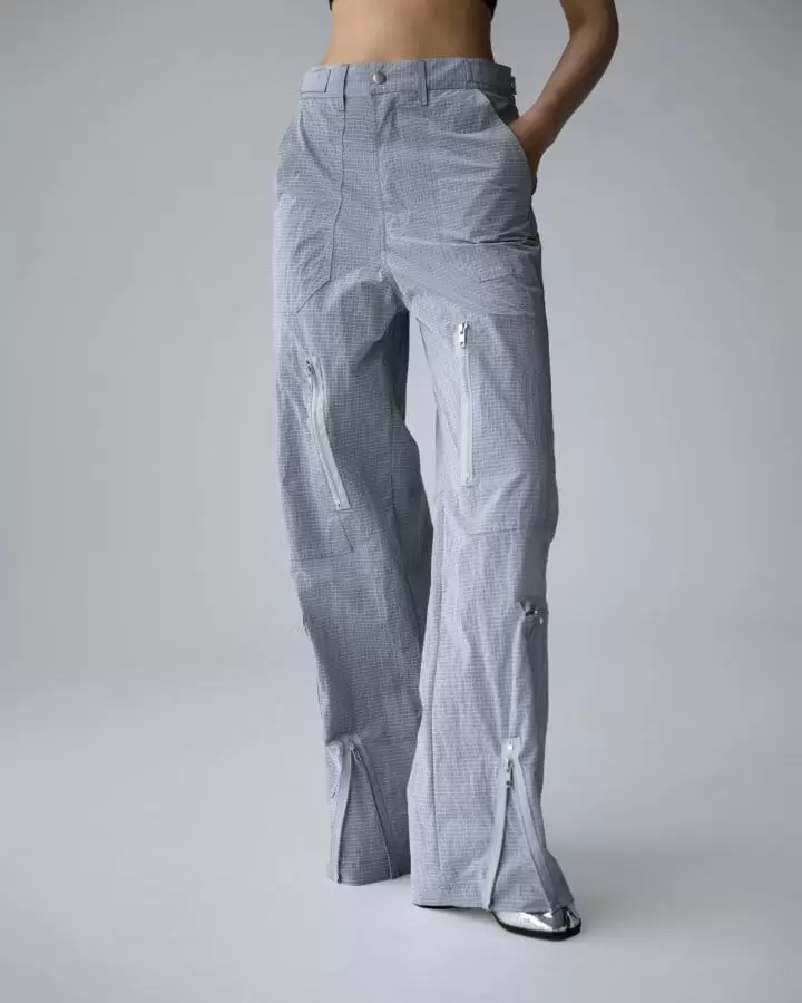 Paper Moon - Korean Women Fashion - #restrostyle - Lux Zipped Detail Ripstop Wide Trousers